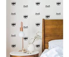 Imprinted Designs Set mit 35 Vinyl-Wandaufklebern - Augen Muster - je 5,1 cm bis 8,9 cm - Moderne, trendige Urban Home Wohnzimmer Schlafzimmer Wohnung Dekoration - Cool Office Work Kinderzimmer Spielzimmer Aufkleber Modern 2 to 3.5 each schwarz