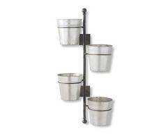 K&K Interiors 15284A Blumentopf aus Metall, Wandmontage, mit 4 herausnehmbaren Eimern, 63,5 cm