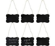 Juvale doppelseitige Acryl-Kreidetafel zum Aufhängen, Flüssigkreide und Standardkreide (4 x 15 cm), 6 Stück