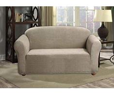Quick Fit Hayden Diamond Sofabezug, Samt, Schokoladenbraun, Taupe, Loveseat Cover