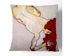 BIG Box Art 1 x Dekokissen mit Bezug von Egon Schiele Draht und Farbe Study Art Design, weiches Überwurfkissen für Sofa, Stuhl oder Bett mit Innenkissen, anthrazit, 58,4 x 58,4 cm