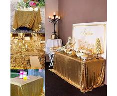 SoarDream Pailletten-Tischläufer, Hochzeit, Tischdecke, rechteckiger Tisch, Tischdecke, Champagner-Ton, 30,5 x 182,9 cm 90x156 gold