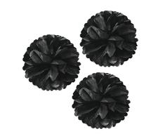 Wrapables Pompoms Party Dekorationen für Hochzeiten, Geburtstagsfeiern, Baby Duschen und Kinderzimmer Decor, schwarz, 12 Zoll, Set von 3