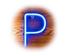 ZOLED Blau Neon Schilder LED Letter, Neon Licht, LED Schild, Brieflichter, beleuchtete Buchstaben, Festzelt, Hausdeko für Bar, Wand, Schlafzimmer Letter P