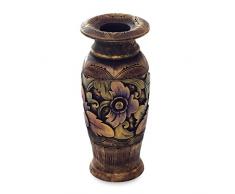 NOVICA Mystic Garden Deko Holz Vase