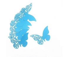 Haimoburg 100 Stück Schmetterling Hochzeit Party Tischnummern Name Tischkarten Wein Glas Tasse Dekoration Wandaufkleber Aufkleber für Hochzeit Party Gastgeschenke blau