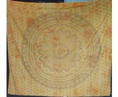 Indian Craft Castle, Mandala Barmeri Großer Bodenkissenbezug, Meditation, Sitzkissen, Überwurf, Hippie, dekorativer Reißverschluss, Bohemian Pouf, Ottoman Poufs, Pom-Pom-Kissenbezüge Queen Gelbgold-Ombre Queen