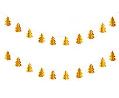 Lauthen.S Weihnachtsbaumgirlande, 4,6 m, Goldfarbene Glitzer-Papiergirlande für Weihnachten, Neujahr, Urlaub, Party, hängende Dekorationen