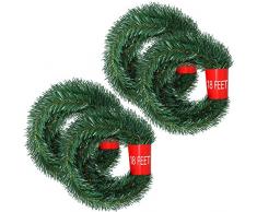 Lvydec 2,1 m Weihnachtsgirlande, 4 Stränge, künstliche Tannengirlande, weiche grüne Girlande für Urlaub, Hochzeit, Party, Dekoration, Außen- und Innenbereich