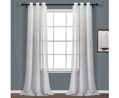 Lush Decor, Blush Ombre Streifen Ösen durchscheinend Fenster Vorhang Paneel Paar, 213,4 x 96,5 cm grau