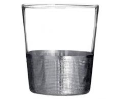 Premier Housewares Apollo Trinkglas, 4er Set, 290ml, KlarGlas, Silber Kreuzschraffur Design