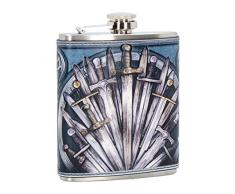 Nemesis Now B4096M8 Flachmann mit Schwert aus PU/Edelstahl, 13 cm, Blau