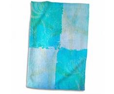 Handtuch / Sporthandtuch mit 3D-Rosen-Motiv und blauen Seestern, 15 x 22 cm