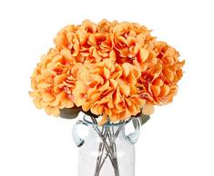 Kimuras Cabin Künstliche Hortensienblumen, Seide, 5 Köpfe, Hortensien, Blumenstrauß für Zuhause, Hochzeit, Party-Dekoration Orange 5 Köpfe