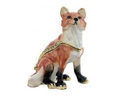 Kubla Crafts Schmuckkästchen Fuchs emailliert mit österreichischen Kristallen, 5,1 cm hoch