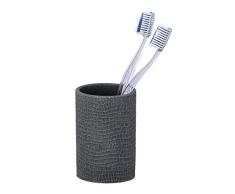 Wenko 23299100 Peanut Anthrazit Zahnputzbecher-/ Zahnbürstenhalter, für Zahnbürste und Zahnpasta, 7 x 10,5 x 7 cm, Anthrazit