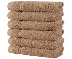 Qute Home Handtuch-Set, Badetücher, Handtücher und Waschlappen - Spa & Hotel Handtücher schnell trocknend 100% türkische Baumwolle Handtuch-Sets für Badezimmer, Duschtuch Washcloth - Set of 6 braun