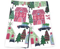 Ho Ho Home Set mit 2 Handtüchern mit Sternenhimmel, Winter, Weihnachtsdorf, Urlaub, Küchentücher für Weihnachten, Heimdeko, Urlaub, Backen, Kochen, Abtropfen und Küchenaufgaben.