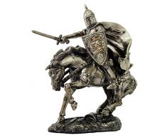 21,6 cm Gepanzerten Knight mit Schwert auf Ladekabel Pferd Statue Figur
