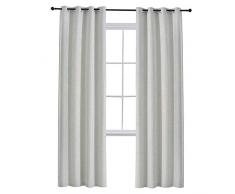 ALLBRIGHT Allright Vorhänge aus Leinen, verdunkelnd, für Schlafzimmer und Wohnzimmer mit Meteor-Textur L96 | 1 Panel White Smoke