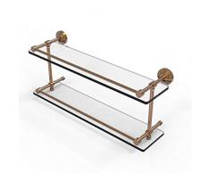 Allied Messing wp-2/22-gal-bbr der Waverly Place 22 doppelten Glas Regal mit Galerie-Schiene, Bronze gebürstet