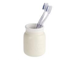 Wenko 22635100 Maison Creme Zahnputzbecher-/ Zahnbürstenhalter, für Zahnbürste und Zahnpasta, Keramik, 9 x 10,5 x 9 cm, Creme
