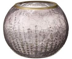 Teelichthalter Pavillon – goldfarben glitzernd gepunktet Crackled Grau Glas rund 12,7 cm – In Memory of A Life So Beautifully Lived