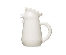 Creative Co-op Milchkännchen aus Steingut, Hühnerform, 13 cm, Weiß