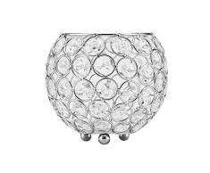 APL Kristall-Kerzenhalter, rund, für Esszimmer, Couchtisch, Hochzeit, Geburtstagsgeschenk 5 Silber