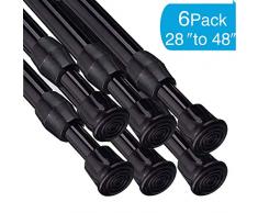 QINGYUN Spannstange – 6 Federspannstäbe für Küche, Bad, Schrank, Fenster, Bücherregal, DIY-Projekte, ausziehbare Länge 40,6-71,1 cm 28-48inch Black-6pcs