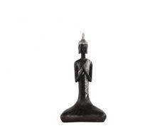 Urban Trends Polyresin Meditierender Buddha Figur mit spitzem Ushnisha in Anjali Mudra SM Natur Finish, Schwarz