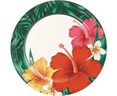 Creative Converting 343267 Dessertteller, tropische Blumen, 17,8 cm, mehrfarbig