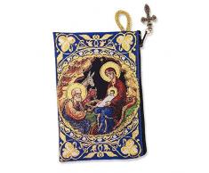 Rosary Bag Rosenkranzbeutel, Heilige Familie, gewebt, 14 x 10 cm