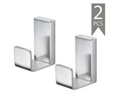 Interior Solutions Badetuch-Haken aus Edelstahl, quadratisch, für Kleiderschrank, Waschlappen, Schwämme, für Badezimmer, Küche, Garage, Organizer, gebürsteter Polierstoff, Wandmontage, 2 Stück