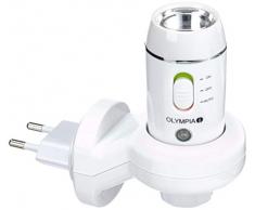 Olympia NL 300 LED Nachtlicht (mit Taschenlampe, Induktions-Ladetechnik, Dämmerungssensor, Notlampe für Steckdose mit Akku / Batterie)