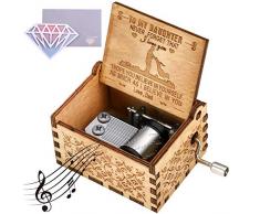 VIGEIYA Spieluhr aus Holz für Kinder, Handkurbel, geschnitzt, Vintage-Handarbeitsgeschenk Small to Daughter from Dad