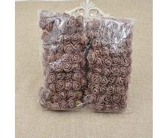 YYU DIY Kunstblume mit Seide Rose Schaumstoff Blumenstrauß Hochzeit Party Home Dekoration Blumenstrauß 144pcs 2 cm Braun