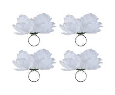 DII Serviettenringe - Unique S/12, S/6, S/4 Set of 4 Peony Flower White