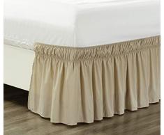 Wrap Around 45,7 cm Zoll Fall Rüschen Elastic massiv Bett Rock 1500 Serie Gold Crown Collection Hohe Fadenzahl Mikrofaser Staub Rüsche, seidig weich und knitterfreies. Twin, Full, Queen, King und Cal King, Polyester-Mischgewebe,