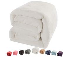 Shilucheng Luxus Fleecedecke Super Weich und warm Fuzzy Plüsch leicht Schlafcouch Decken King/Queen/Twin/Überwurf/Reisegröße, Fleece, elfenbeinfarben, Throw (60-Inch-by-43-Inch)