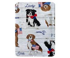 Newbridge Tischdecke, Motiv: Patriotische Hunde und amerikanische Flagge, Vinyl-Flanellrückseite, niedliche USA Patriot Pet Dog Design, wasserfest, für Terrasse, Grill, Picknick, Küche Modern 60 x 84 Oval Patriotische Hunde
