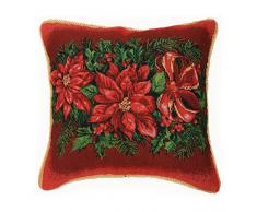 Violet Linen Decorative Christmas Poinsettias Tapestry Kissenhülle, Poinsettia Design, 18 x 18