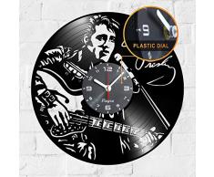 Vinyra Wanduhr aus Vinyl, kompatibel mit Elvis Presley, Vintage-Design, Geschenkidee für Retro-Musikliebhaber, Männer, Frauen, Kinder, Papa, Wohnzimmer, Küche, Wanddekoration, 30,5 cm, LP Schallplattenuhr schwarz