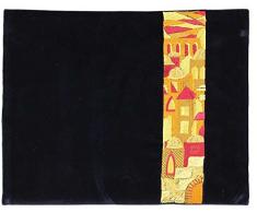 Majestic Giftware Geschenktüte Tallis Moryah Samt, Bunte Stickerei, 34 x 28 cm, Blau