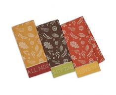 Design Imports DII Set 3 Fall in Love Jacquard Küche Auflaufform Handtücher – Braun – Orange – Gelb