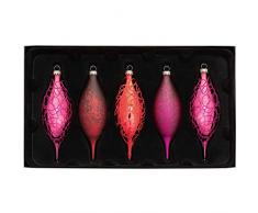 WeRChristmas Glaskugeln, Red/Purple, 5-Piece