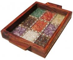HandicraftStore Serviertablett Made mit Crushed Gem Steinen in Design von Neun Quadrate, Muss für Home & Esstisch Zweck