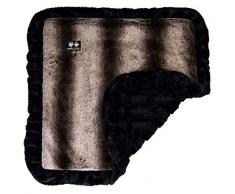 BESSIE AND BARNIE Frosted Glacier / Black Puma (Rüschen) Ultra Plüsch Kunstfell Haustier Hund Katze Welpen super weich Wendedecke (mehrere Größen), SM - 24 x 24