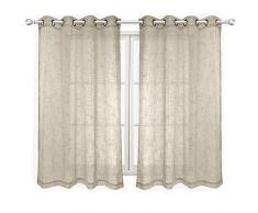 VOILYBIRD 2 Pack Leinen Strukturiert Semi Sheer Vorhänge 160 cm Länge für Schlafzimmer 213,4 cm Länge Drapes für Wohnzimmer 52 W x 63 L Beige