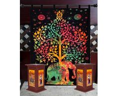 Indische Mandala Baumwolle Fenster Tür Vorhänge Elefant Mandala Vorhang Decor Mandala Tapisserie Meditation Design Psychedelic Window Treatments Living Kids Girls Room 2 Panels Set Balkon Wand Panels